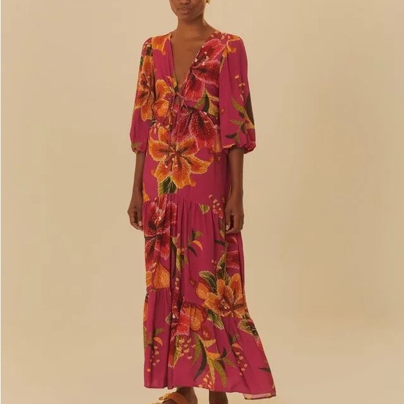 SUPER RARE NWT Farm Rio Pink Floral Dress - Picture 3 of 16